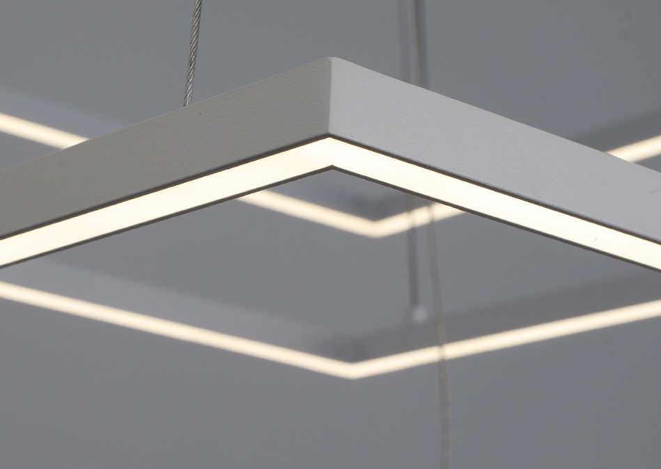 Macro of a thin LED light edge with crisp shadow